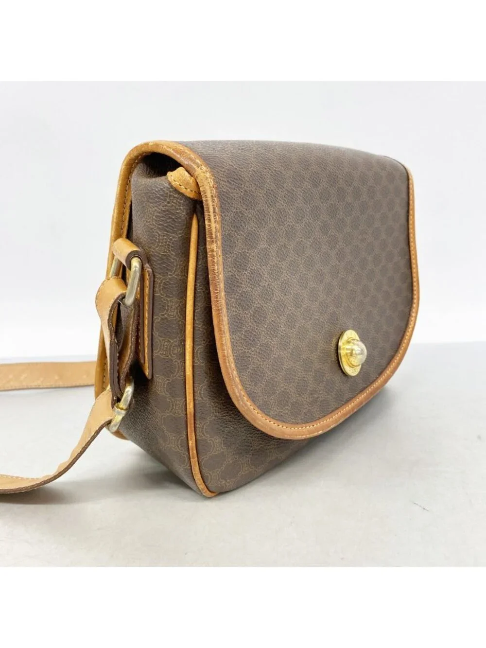 Celine Shoulder Bag Macadam Brown Gold